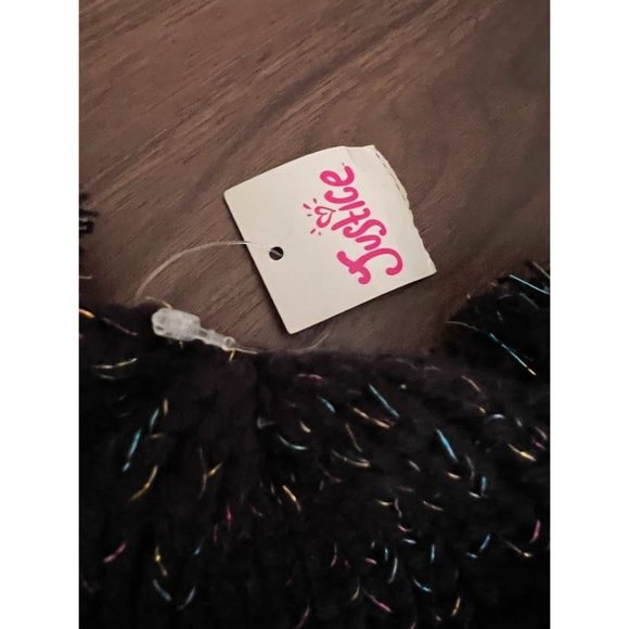 NWT Justice Girl Glitter Double Pom Pom "T" Initial Beanie- Size T - Picture 3 of 5